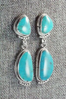 Navajo Turquoise & Sterling Silver Earrings - Sadie Jim