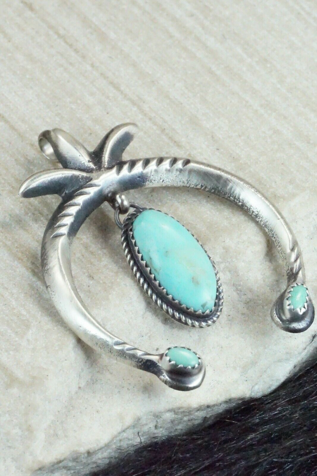 Turquoise and Sterling Silver Pendant - Martha Cayatineto - High Lonesome Trading