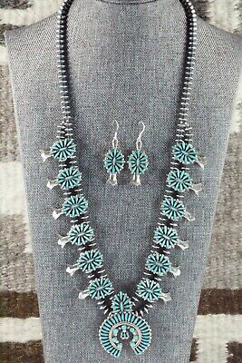 Zuni Turquoise & Sterling Silver Squash Blossom Set - Lorena Peina