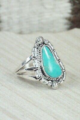 Turquoise and Sterling Silver Ring - Andrew Vandever - Size 8 - High Lonesome Trading