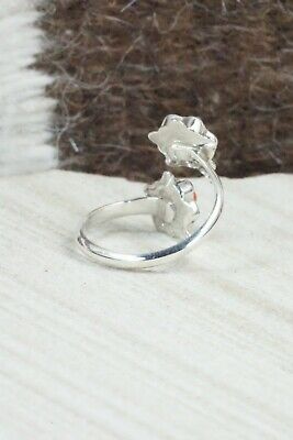 Jet & Coral Sterling Silver Ring - Tamara Pinto - Size 8