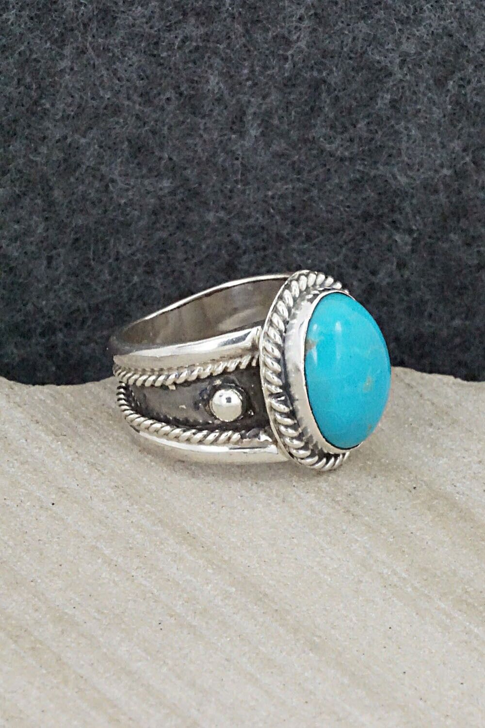 Turquoise & Sterling Silver Ring - Thomas Yazzie - Size 7.5