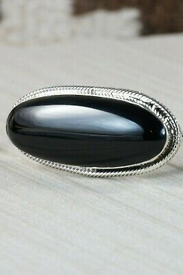 Navajo Onyx & Sterling Silver Bracelet - Native American - High Lonesome Trading