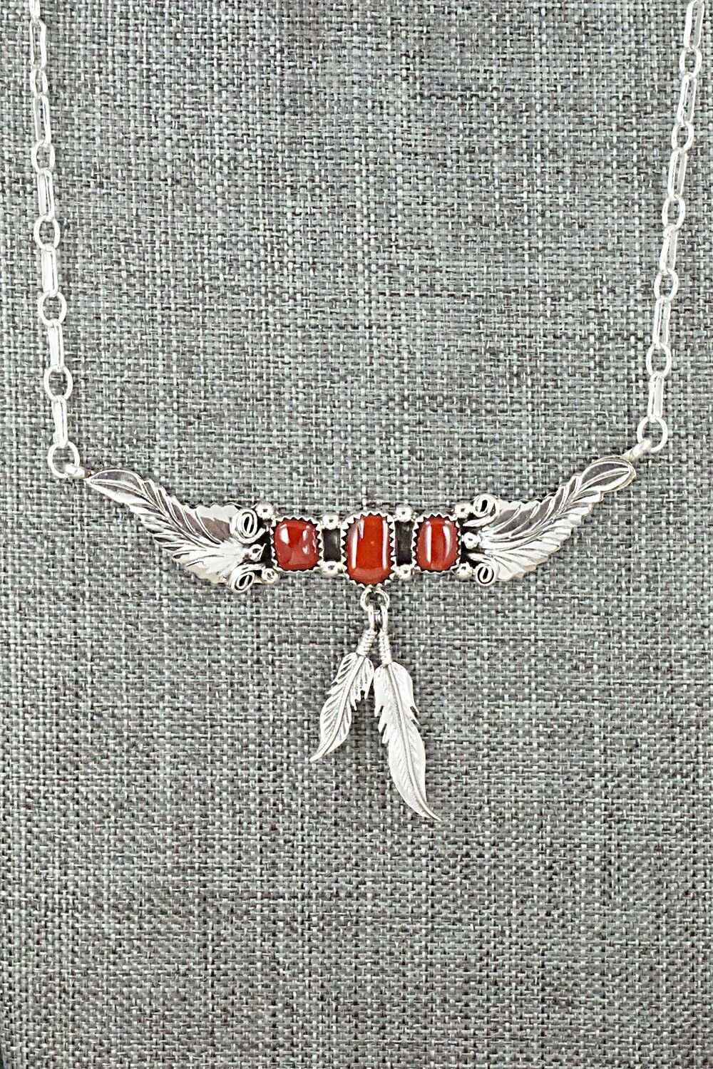 Coral & Sterling Silver Necklace - Sadie Jim