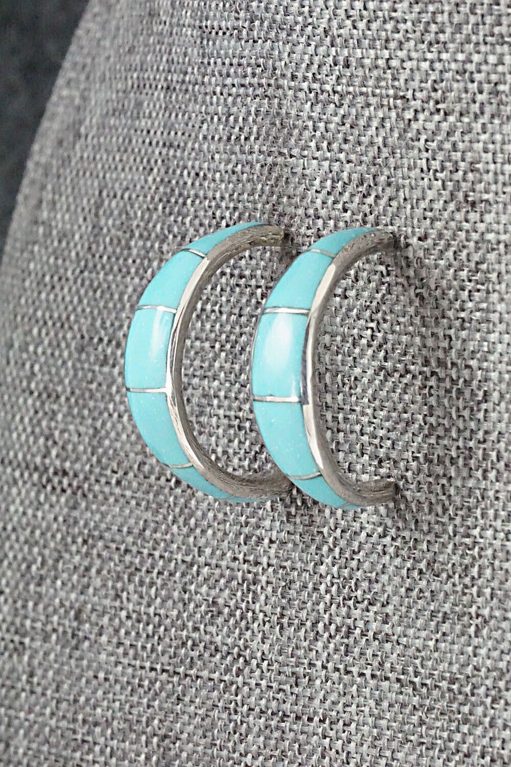 Turquoise & Sterling Silver Earrings - Philbert Chavez