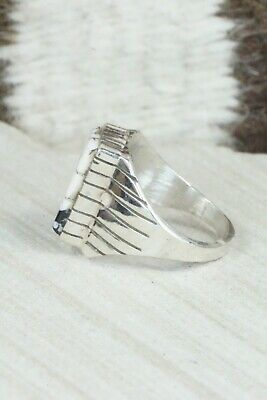 Inlay White Buffalo & Sterling Silver Ring - Ray Jack - Size 9.5