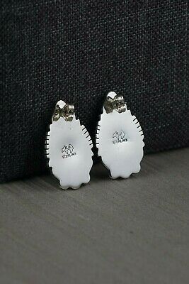 Navajo Variscite & Sterling Silver Earrings - Freida Martinez - High Lonesome Trading