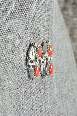 Coral & Sterling Silver Earrings - Adelarae Yazzie