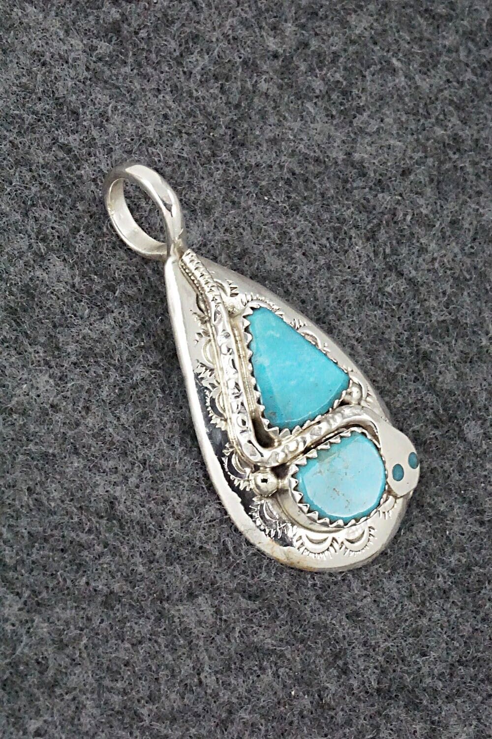 Turquoise and Sterling Silver Pendant - Joy Calavaza