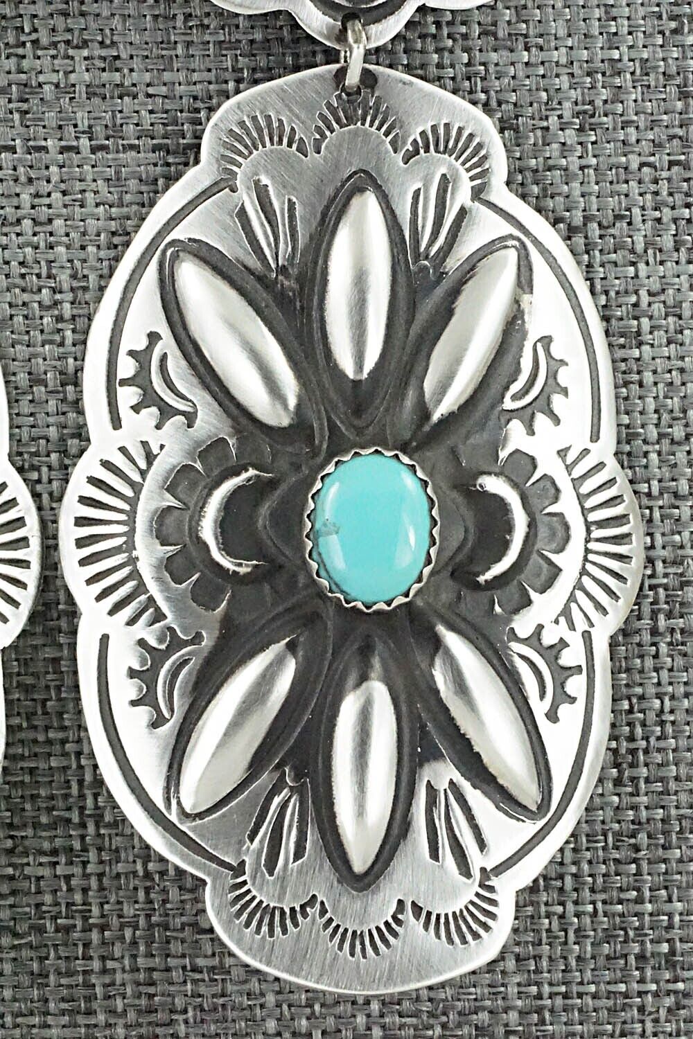 Turquoise & Sterling Silver Earrings - Leander Tahe