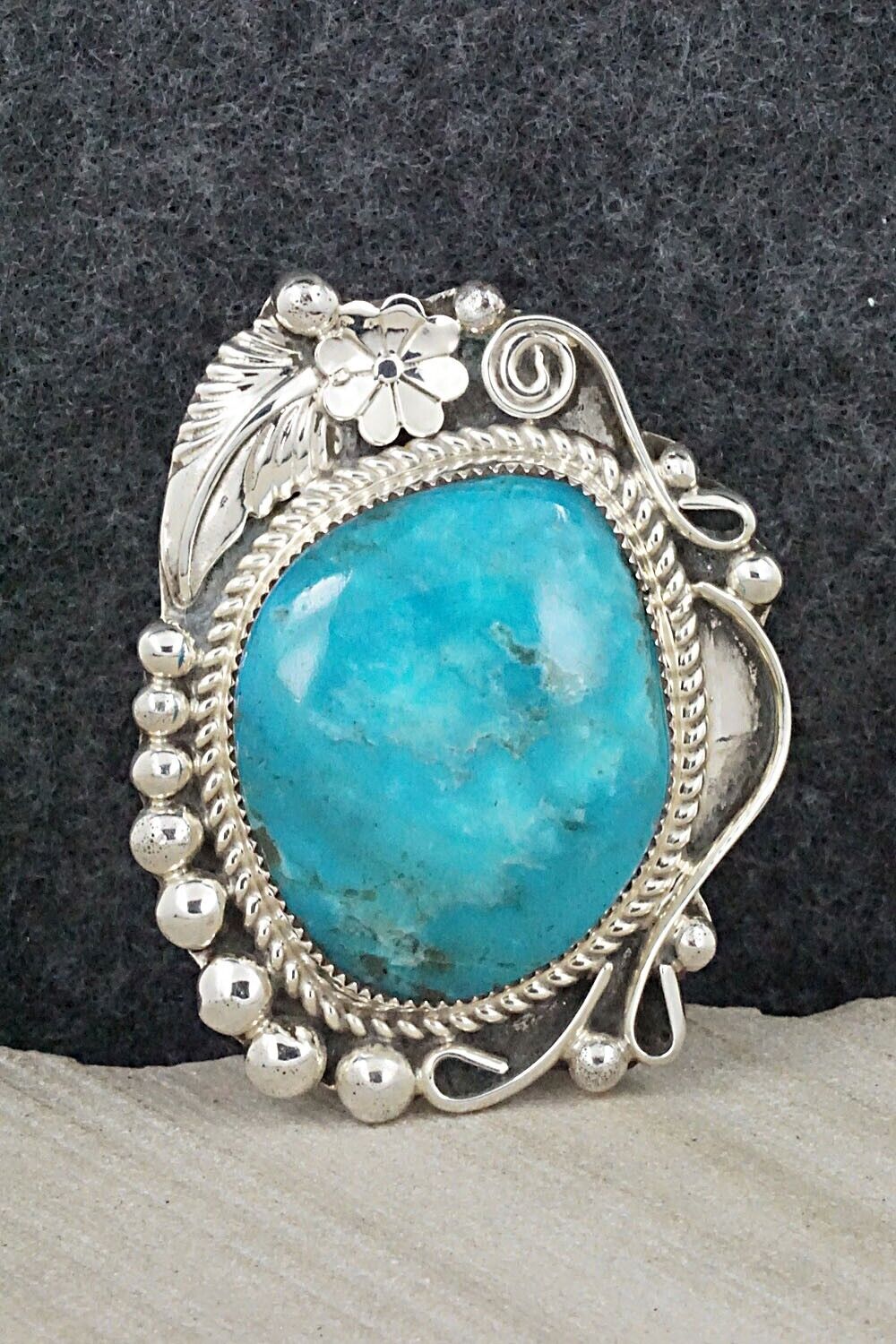 Turquoise and Sterling Silver Ring - Ray Nez - Size 7.5 (Adj.)