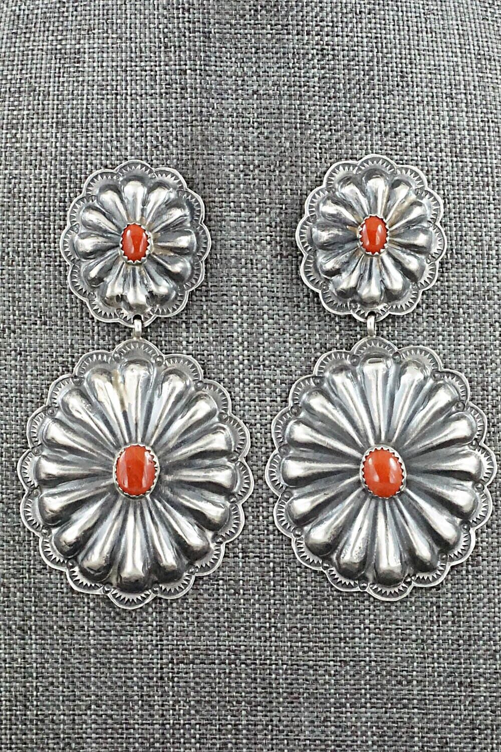 Coral & Sterling Silver Earrings - Rita Lee