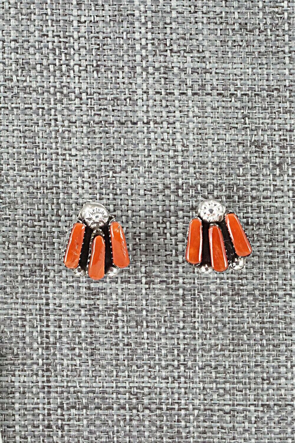 Coral & Sterling Silver Necklace and Earrings Set - Carlene Hattie