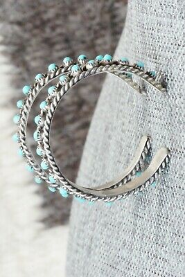 Turquoise & Sterling Silver Hoop Earrings - Georgiann Chavez