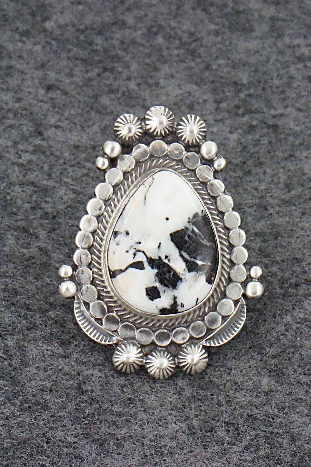 White Buffalo & Sterling Silver Ring - Tom Lewis - Size 6