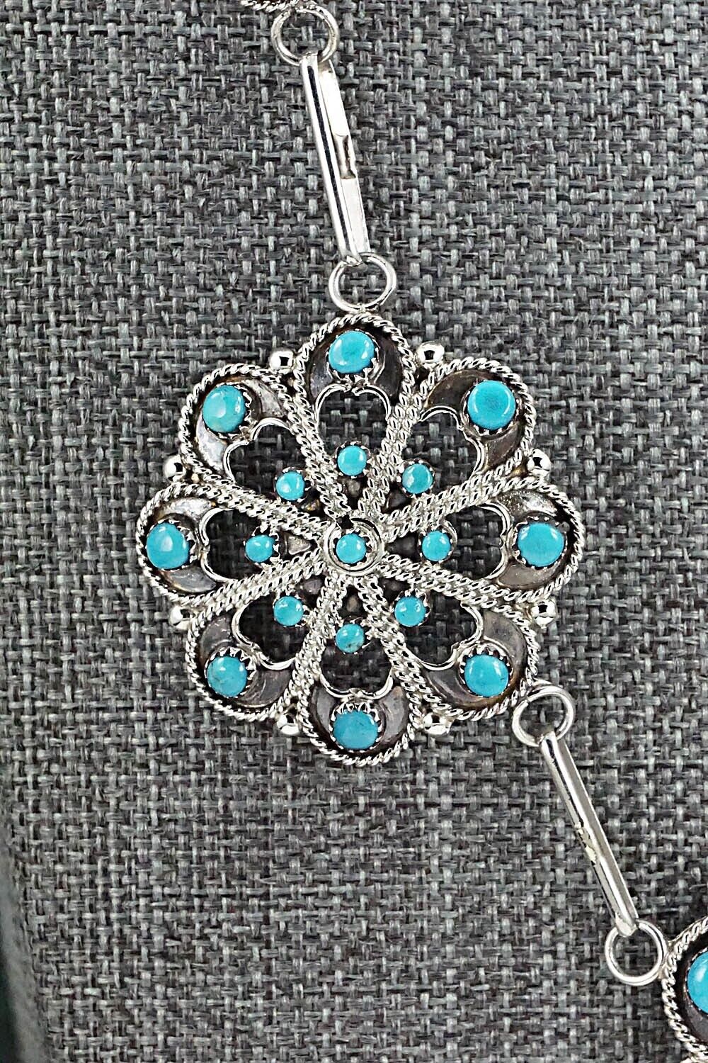 Turquoise & Sterling Silver Necklace and Earrings Set - Arlene Tsatie