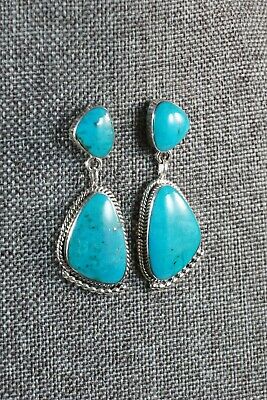Navajo Turquoise and Sterling Silver Earrings - Sadie Jim