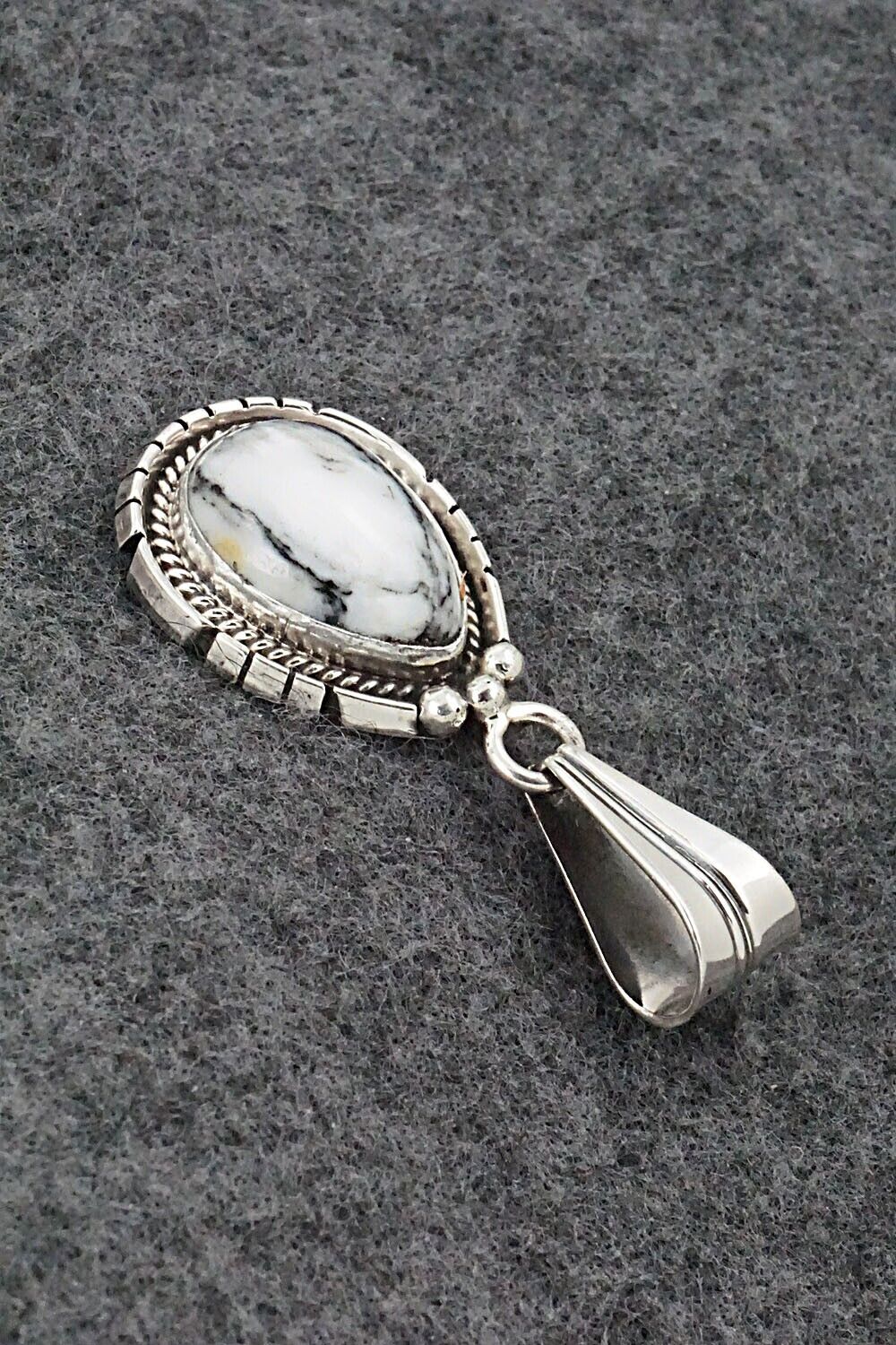 White Buffalo & Sterling Silver Pendant - Samuel Yellowhair