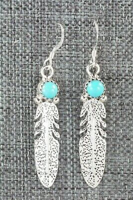Turquoise & Sterling Silver Earrings - Lee Shorty