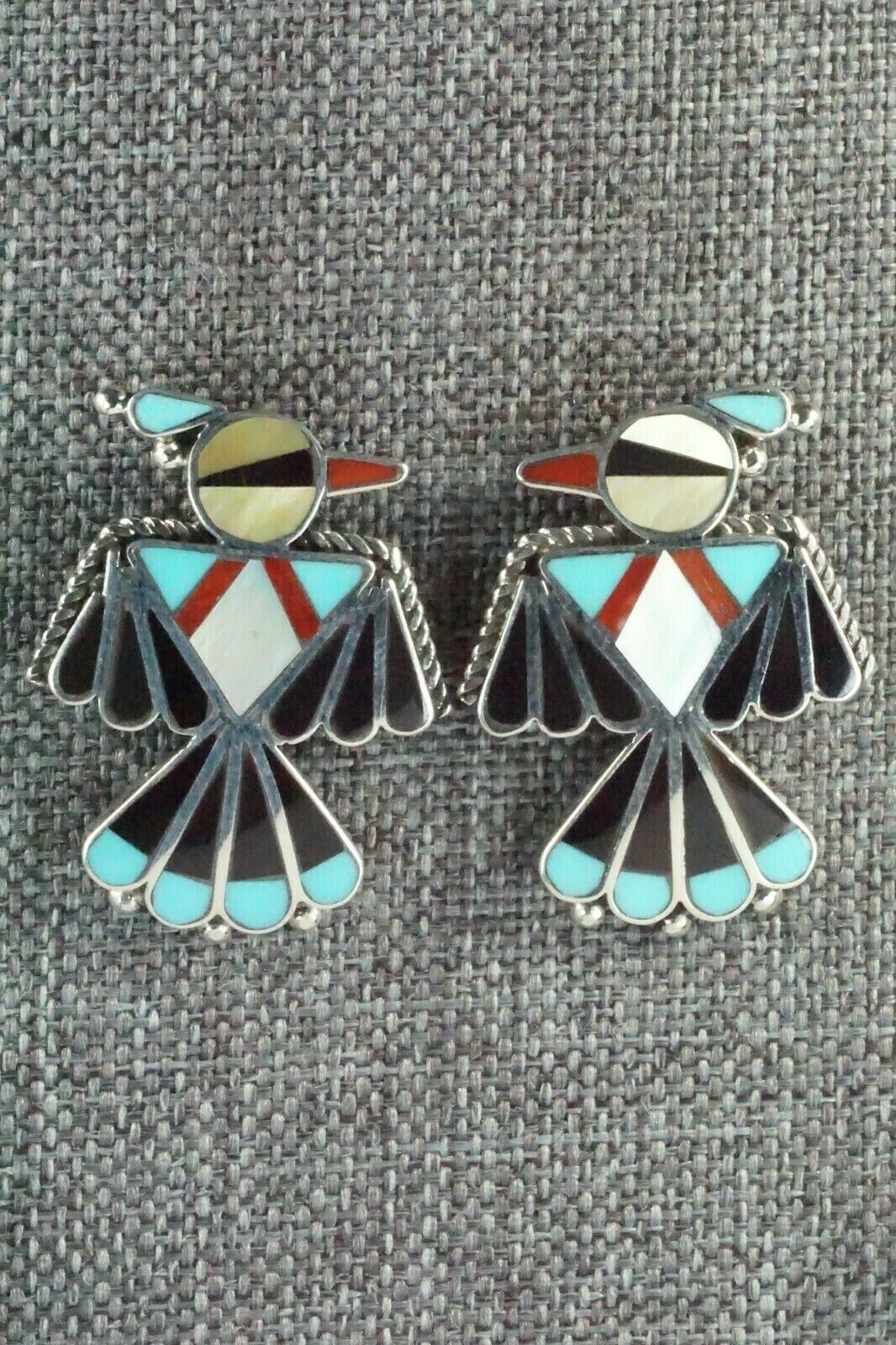 Turquoise, Mother of Pearl & Sterling Silver Inlay Jewelry Set - Adrian Wallace