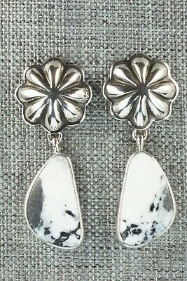 White Buffalo & Sterling Silver Earrings - Lyle Piaso