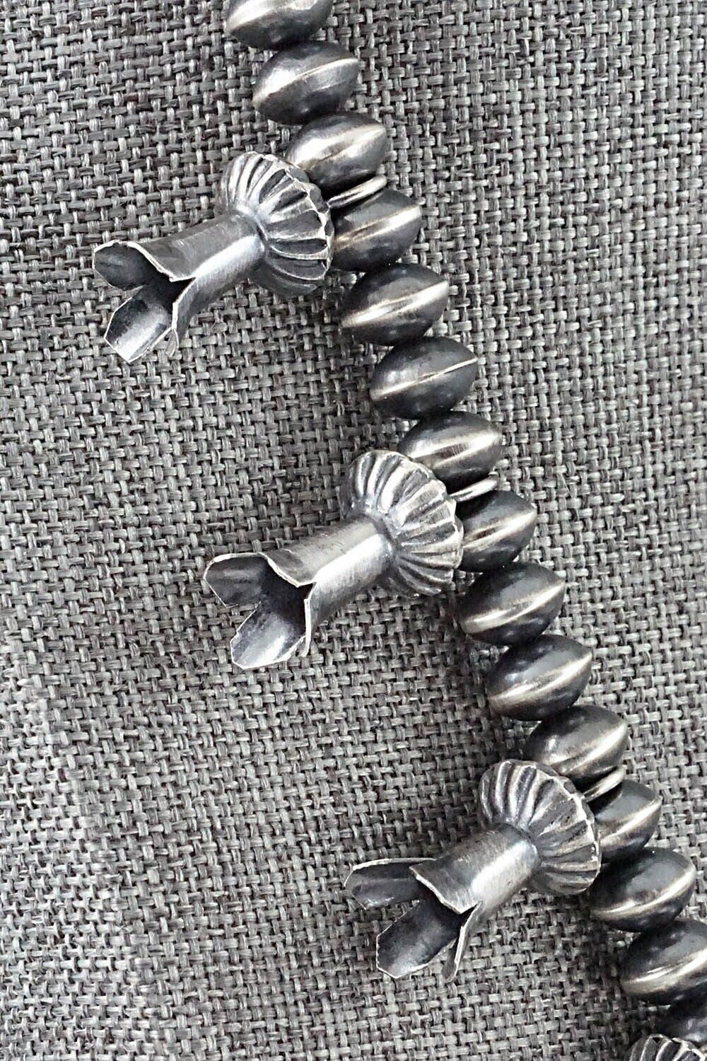 Sterling Silver Navajo Pearl Squash Blossom Necklace - Presley Haley