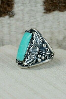 Navajo Turquoise & Sterling Silver Ring - Mike Smith - Size 12.75