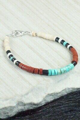 Turquoise, Shell & Sterling Silver Bracelet - Torevia Crespin - High Lonesome Trading
