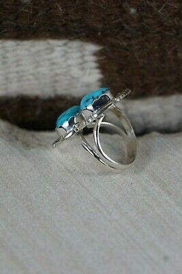 Navajo Turquoise and Sterling Silver Ring - Kay Yazzie - Size 7 - High Lonesome Trading