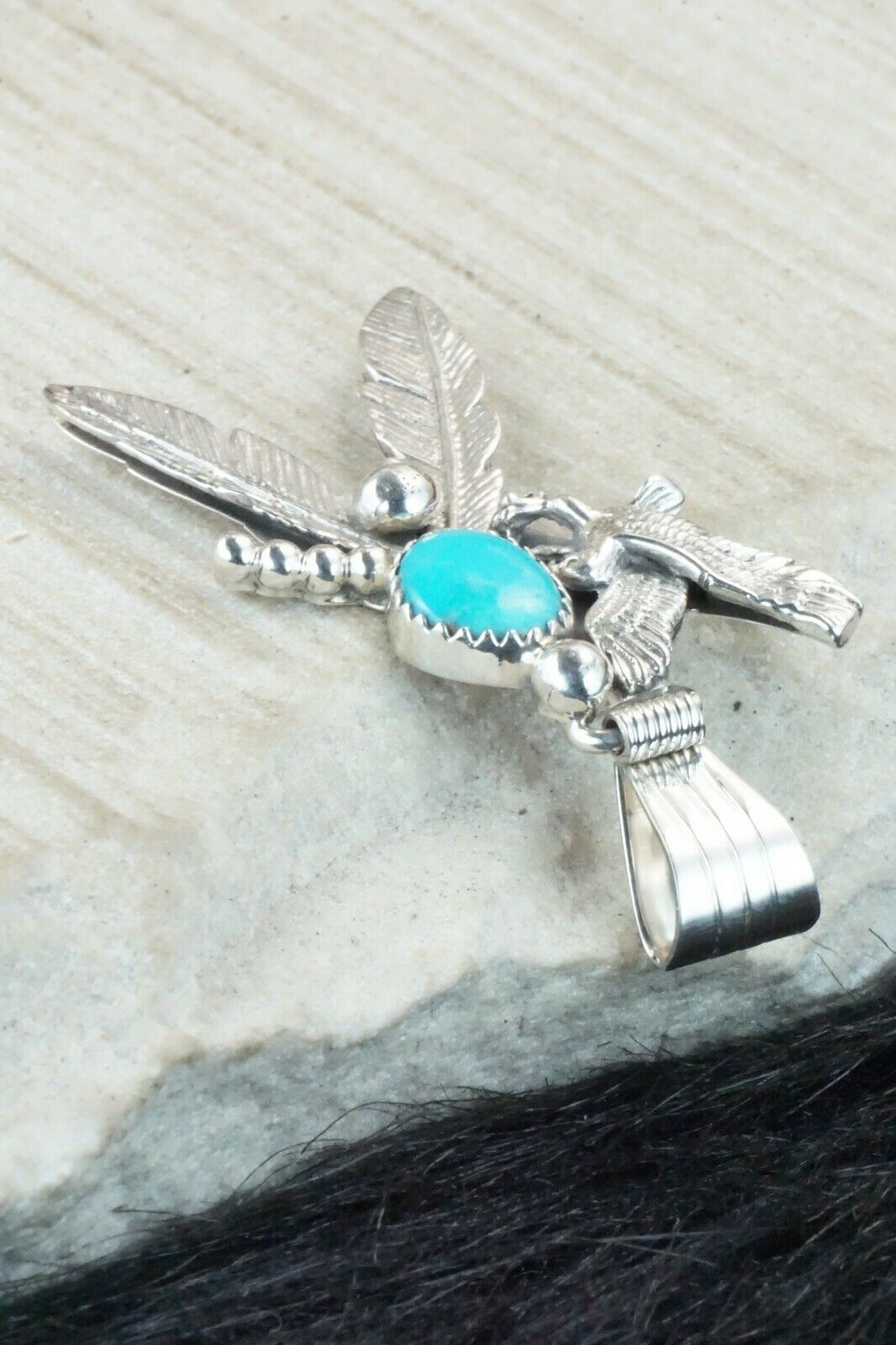 Turquoise and Sterling Silver Pendant - Genevieve Francisco