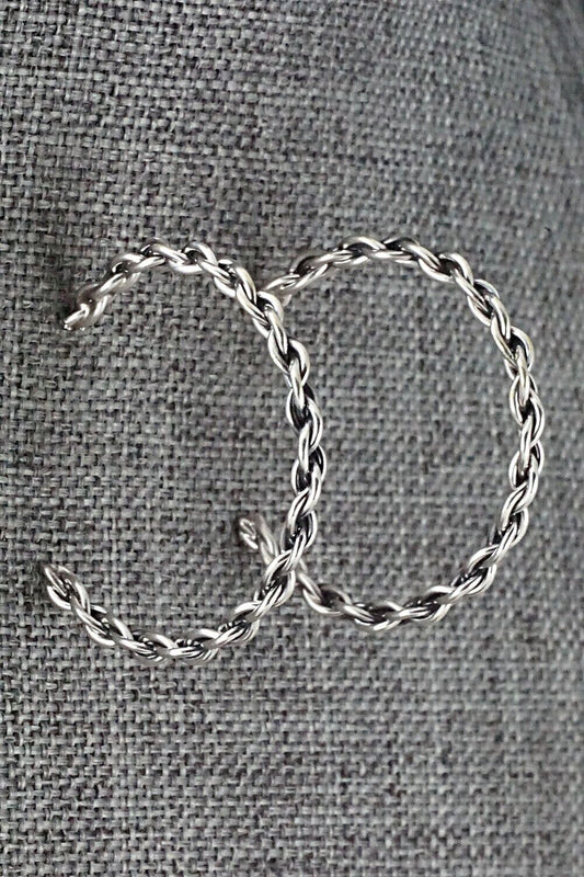 Sterling Silver Hoop Earrings - Elaine Tahe
