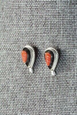 Coral & Sterling Silver Earrings - Shirley Walela - High Lonesome Trading