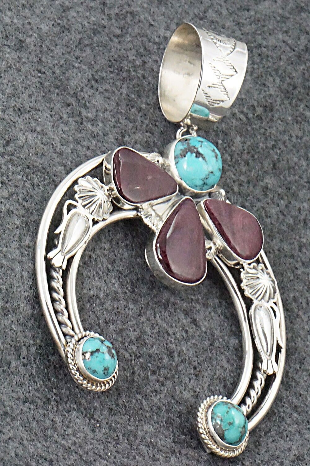 Turquoise, Spiny Oyster and Sterling Silver Pendant - Derrick Gordon