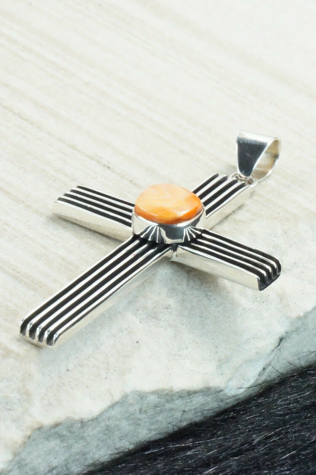 Spiny Oyster & Sterling Silver Pendant - Francis Jones