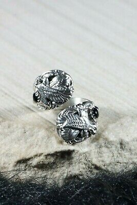 Navajo Onyx and Sterling Silver Ring - Mark Barney - Size 6.75 - High Lonesome Trading