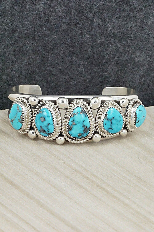 Turquoise & Sterling Silver Bracelet - Leslie Nez