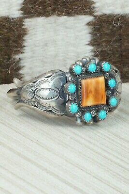 Turquoise, Spiny Oyster & Sterling Silver Bracelet - Jack Bly