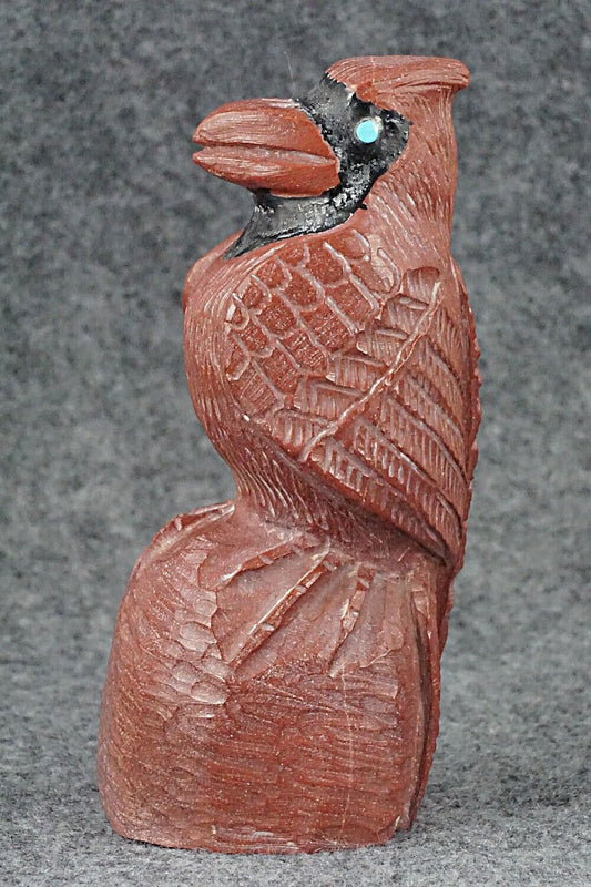 Cardinal Bird Zuni Fetish Carving - Derrick Kaamasee