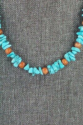 Turquoise, Spiny Oyster & Sterling Silver Necklace - Navajo