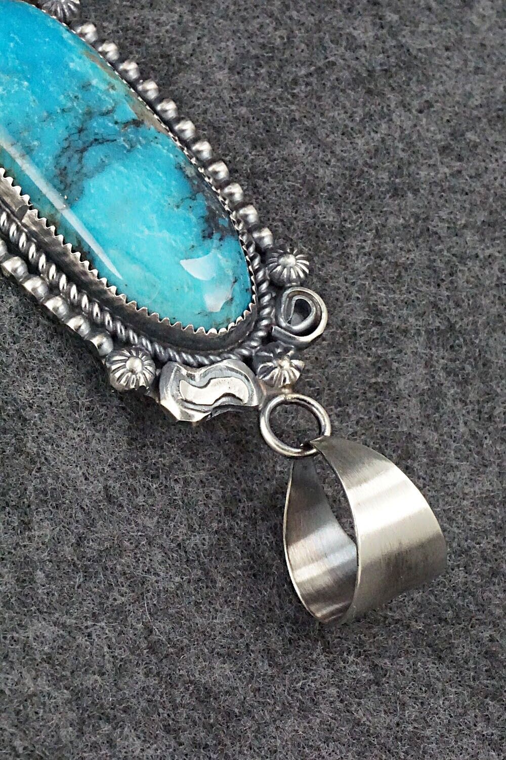 Turquoise and Sterling Silver Pendant - Leslie Nez