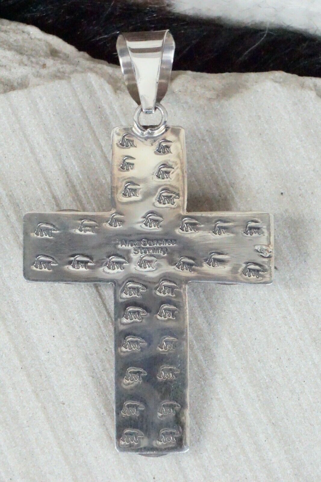 Turquoise & Sterling Silver Cross Pendant - Alex Sanchez - Navajo