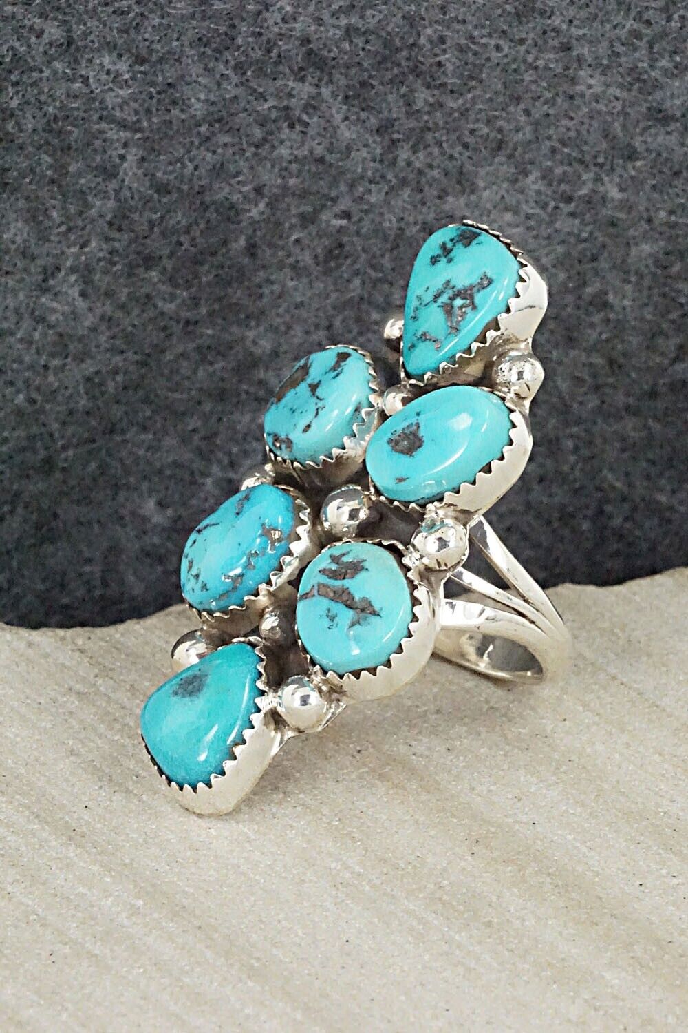Turquoise Sterling Silver Ring - Roberta Begay - Size 8.5