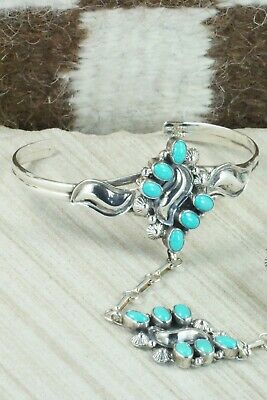 Turquoise & Sterling Silver Princess Bracelet & Ring - Size 7.5