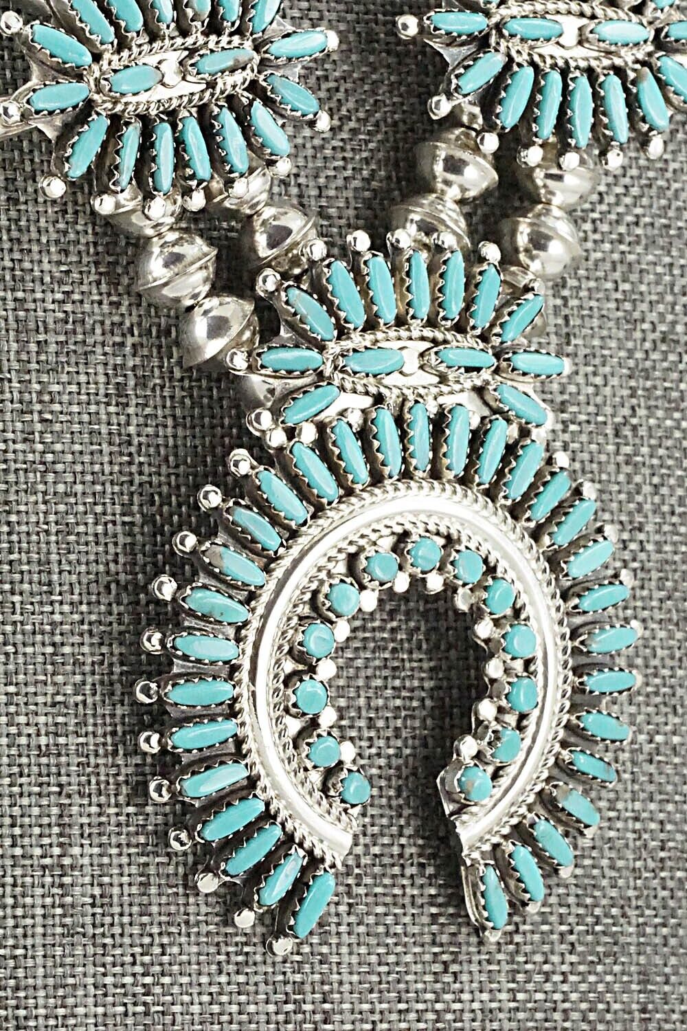 Turquoise & Sterling Silver Squash Blossom Set - Nathaniel Nez