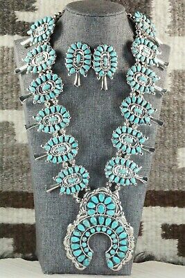 Turquoise & Sterling Silver Squash Blossom Set - Victor Begay