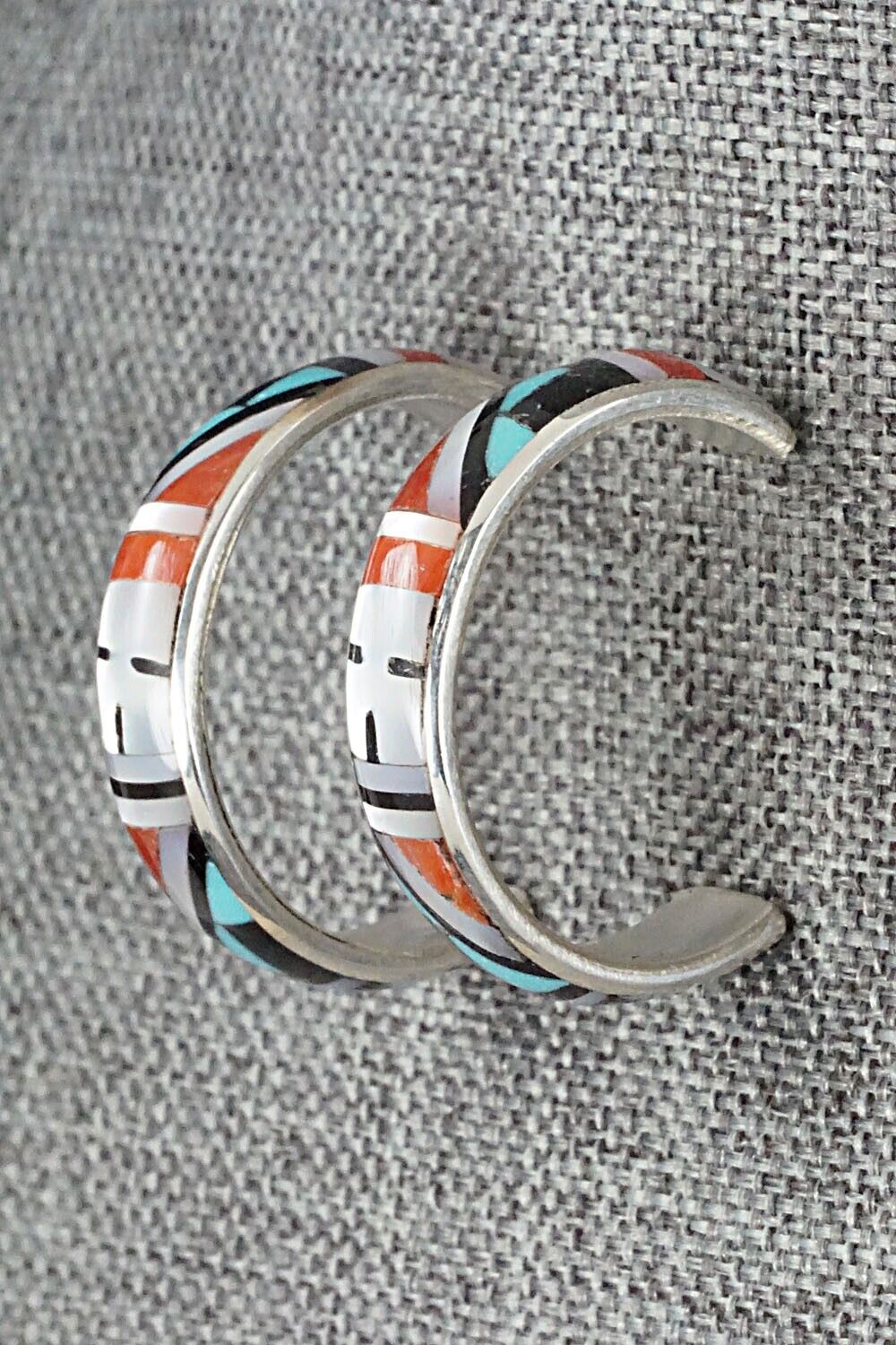 Multi Stone Inlay & Sterling Silver Earrings - Delberta Boone