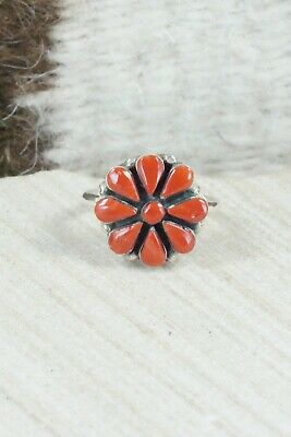Coral & Sterling Silver Ring - Arlo Kanteena - Size 6.75