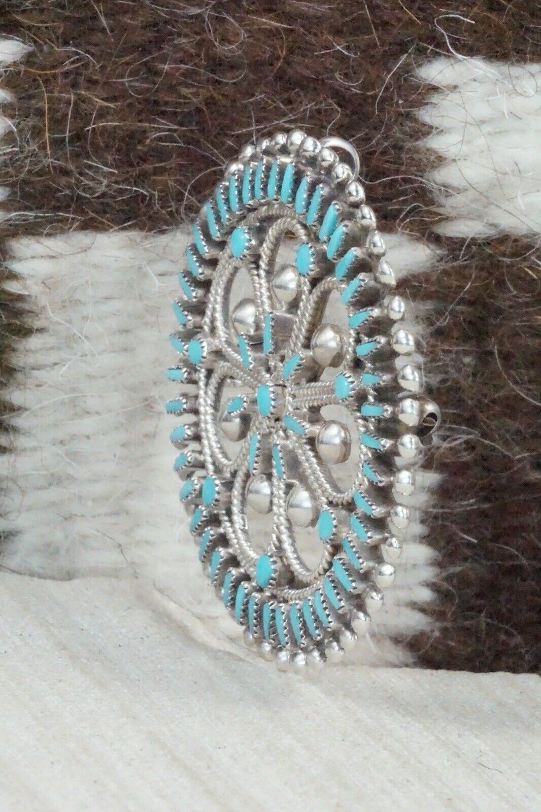 Turquoise & Sterling Silver Pendant / Pin - Vincent Johnson