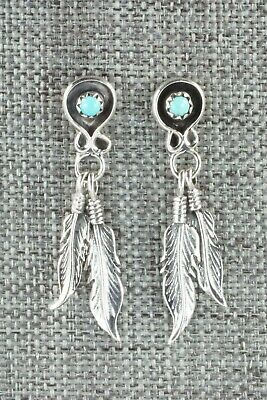 Turquoise & Sterling Silver Earrings - Lee Shorty