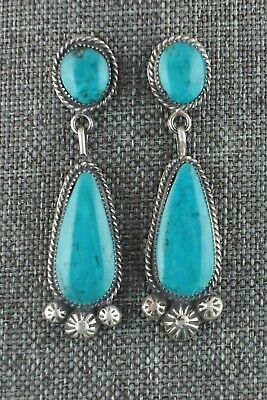 Turquoise & Sterling Silver Earrings - Sarah Yazzie - Navajo - High Lonesome Trading